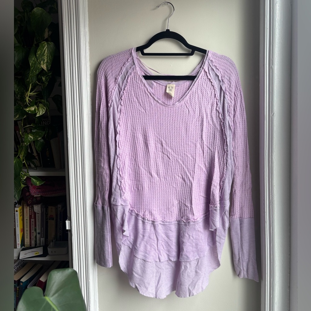 We The Free Purple Ribbed Long Sleeve Top